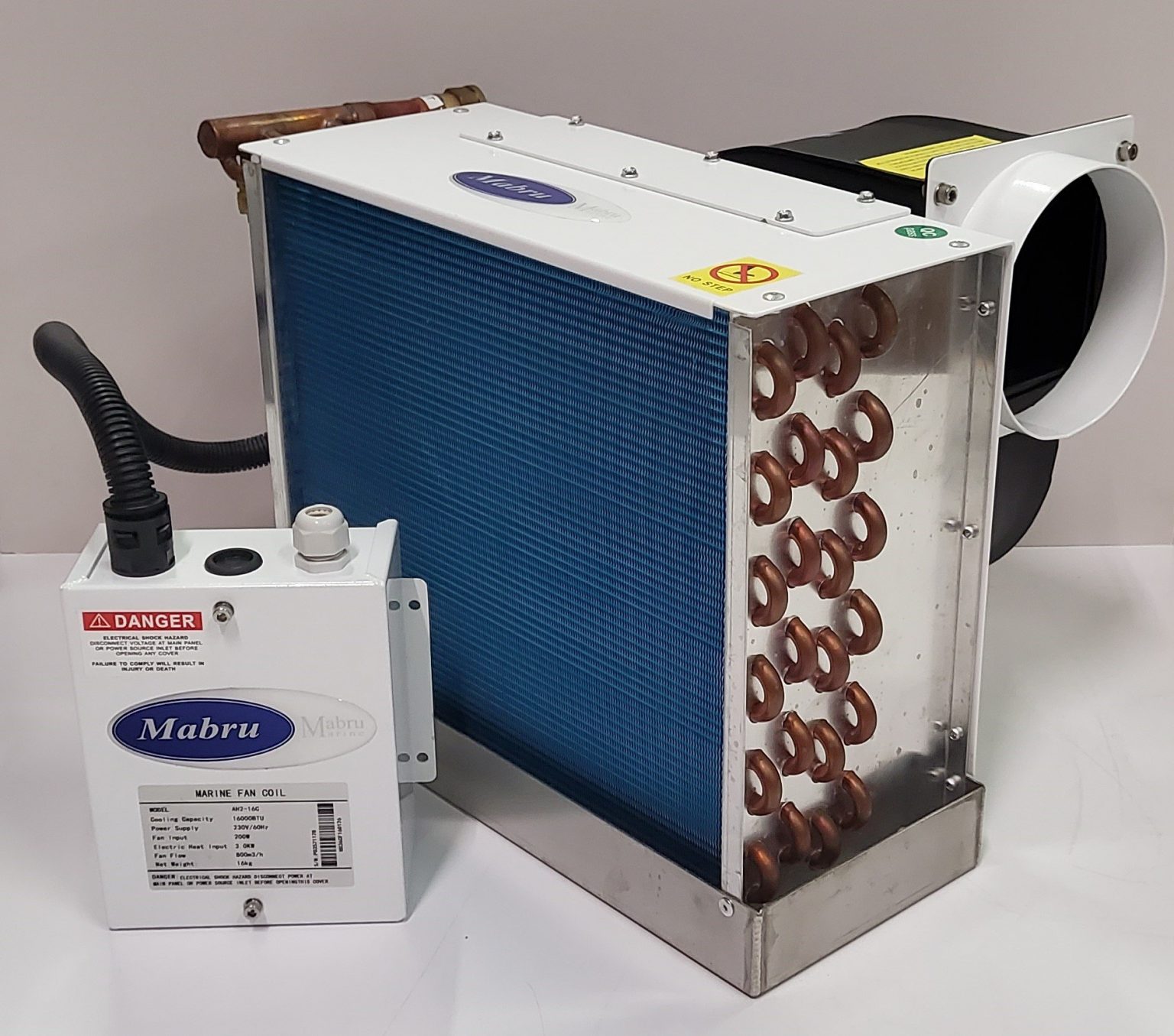 MARINE CHILLED WATER AIR HANDLER 18000 BTU COPPER EVAPORATOR 230V 50/60 HZ BY MABRU